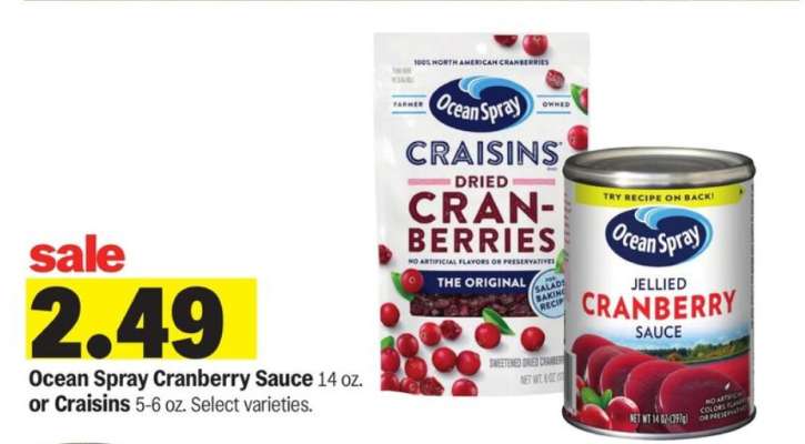Ocean Spray Cranberry Sauce or Craisins