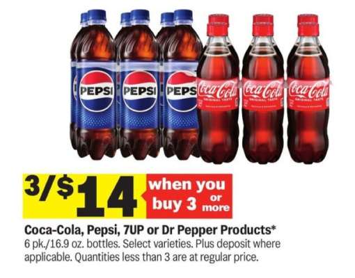 Coca-Cola, Pepsi, 7UP or Dr Pepper Products*