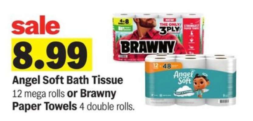 Angel Soft Bath Tissue or Brawny Paper Towels