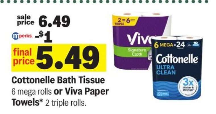 Cottonelle Bath Tissue Or Viva Paper Towels