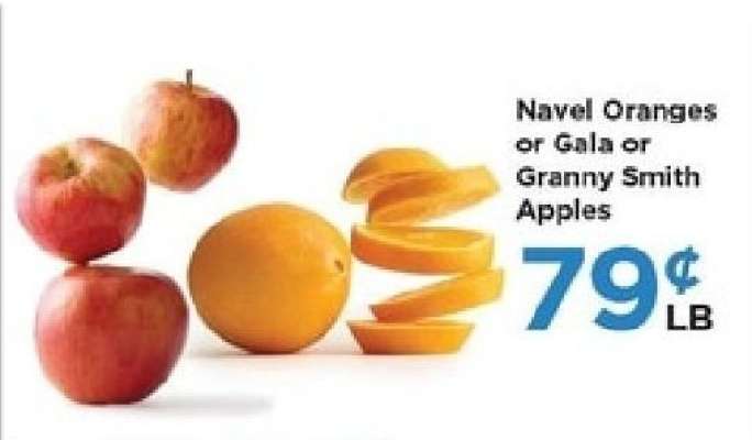 Navel Oranges or Gala or Granny Smith Apples
