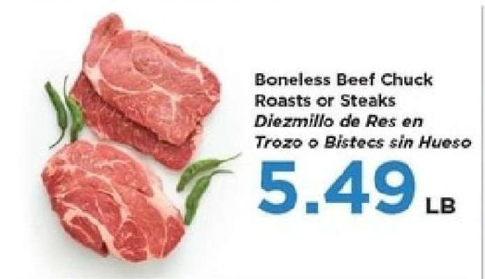 Boneless Beef Chuck Roasts or Steaks