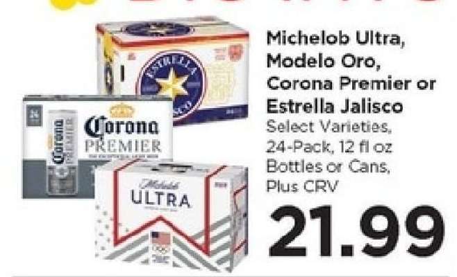 Michelob Ultra, Modelo Oro, Corona Premier or Estrella Jalisco