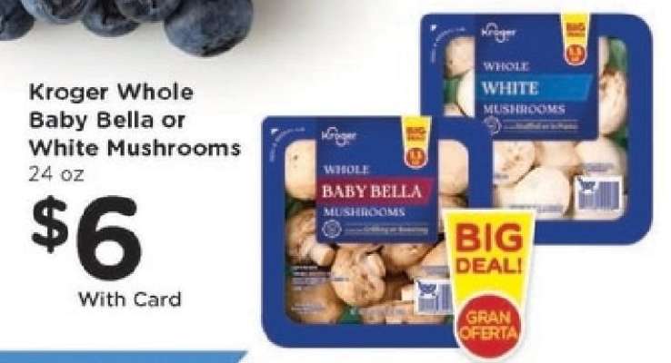 Kroger Whole Baby Bella or White Mushrooms