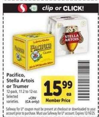 Pacifico, Stella Artois or Trumer