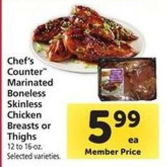 Chef's Counter Marinated Boneless Skinless Chicken Breasts or Thighs