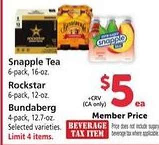 Snapple Tea, Rockstar, Bundaberg