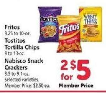 Fritos, Tostitos Tortilla Chips, Nabisco Snack Crackers