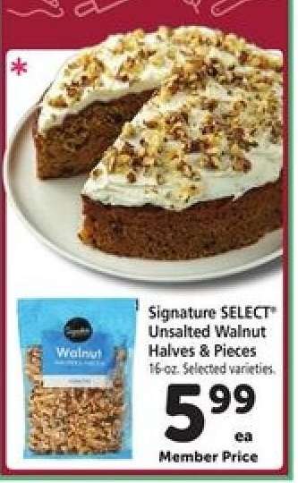 Signature SELECT Unsalted Walnut Halves & Pieces
