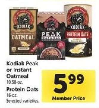 Kodiak Peak or Instant Oatmeal, Protein Oats
