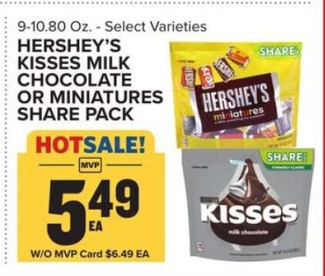 Hershey's Kisses Milk Chocolate or Miniatures Share Pack
