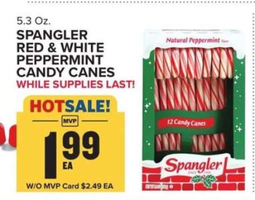 SPANGLER RED & WHITE PEPPERMINT CANDY CANES