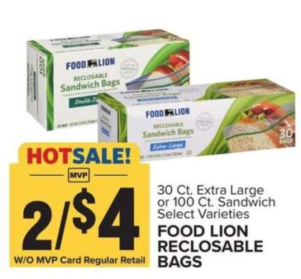 FOOD LION RECLOSABLE BAGS