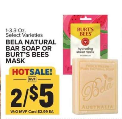Bela Natural Bar Soap or Burt's Bees Mask