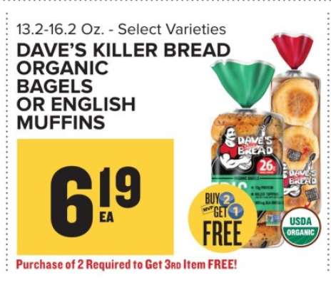 Dave's Killer Bread Organic Bagels or English Muffins