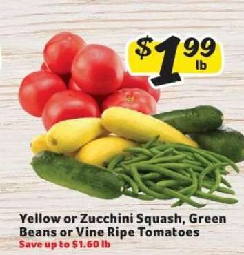 Yellow or Zucchini Squash, Green Beans or Vine Ripe Tomatoes