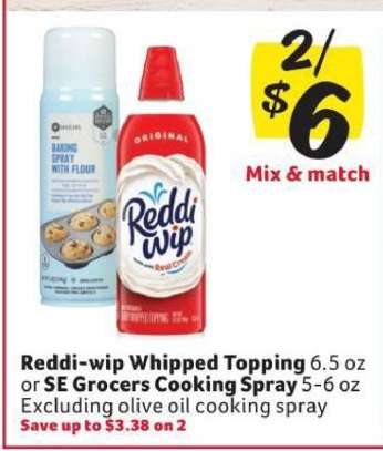 Reddi-wip Whipped Topping or SE Grocers Cooking Spray