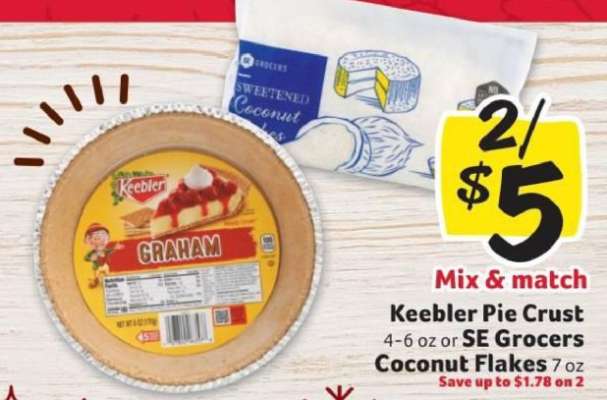 Keebler Pie Crust or SE Grocers Coconut Flakes