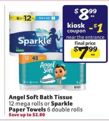 Angel Soft Bath Tissue or Sparkle Paper Towels
