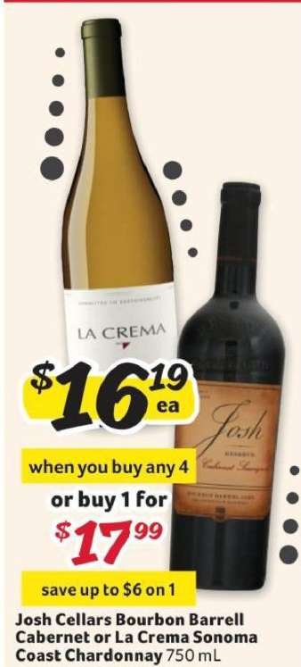 Josh Cellars Bourbon Barrell Cabernet or La Crema Sonoma Coast Chardonnay