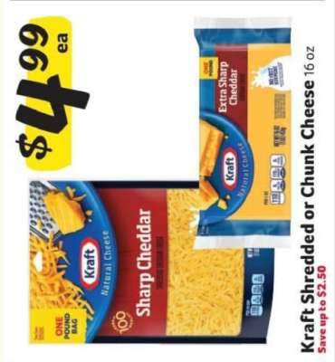 Kraft Shredded or Chunk Cheese*