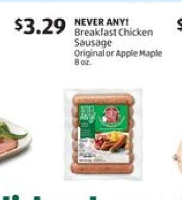 NEVER ANY! Breakfast Chicken Sausage