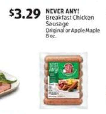 NEVER ANY! Breakfast Chicken Sausage