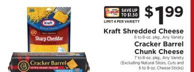 Kraft Shredded Cheese / Cracker Barrel Chunk Cheese