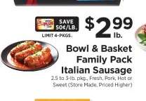 Bowl & Basket Family Pack Italian Sausage
