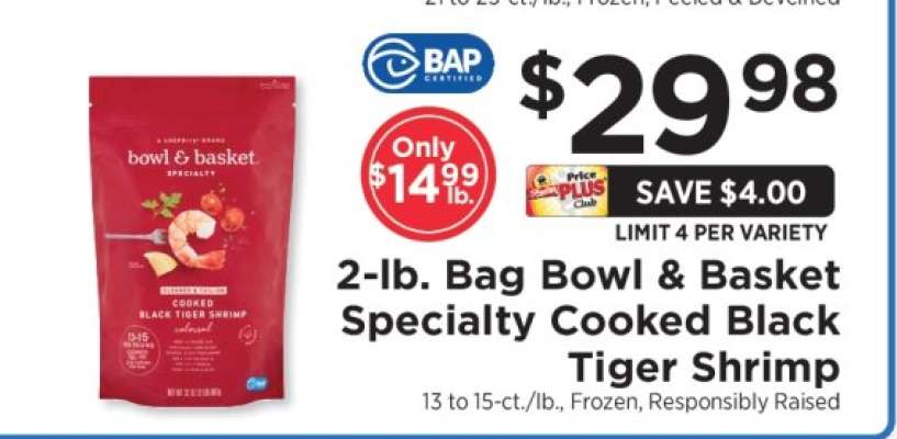 2-lb. Bag Bowl & Basket Specialty Cooked Black Tiger Shrimp