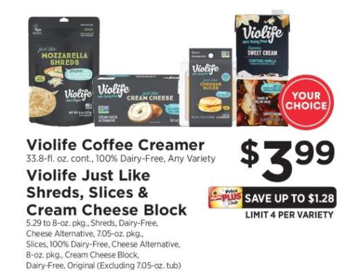 Violife Coffee Creamer & Just Like Shreds, Slices & Cream Cheese Block