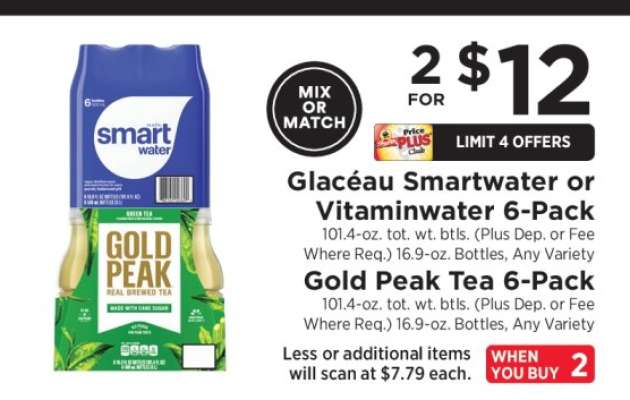 Glacéau Smartwater or Vitaminwater 6-Pack, Gold Peak Tea 6-Pack