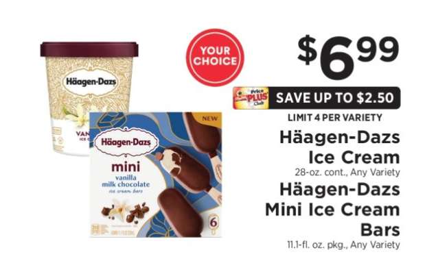 Häagen-Dazs Ice Cream or Mini Ice Cream Bars