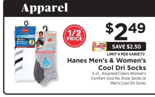 Hanes Men's & Women's Cool Dri Socks