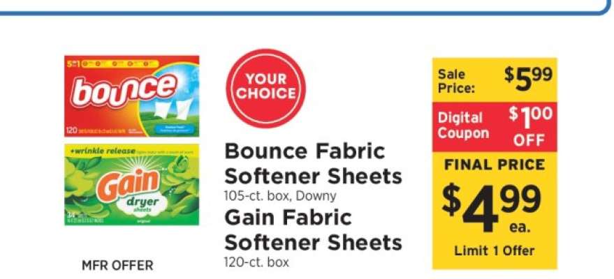 Bounce Fabric Softener Sheets / Gain Fabric Softener Sheets