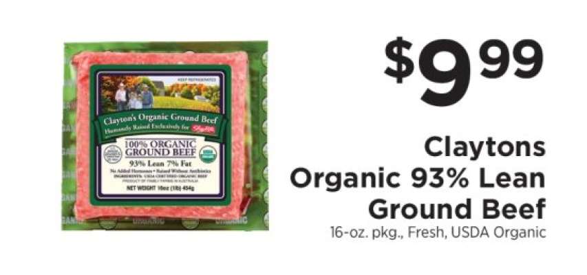 Claytons Organic 93% Lean Ground Beef