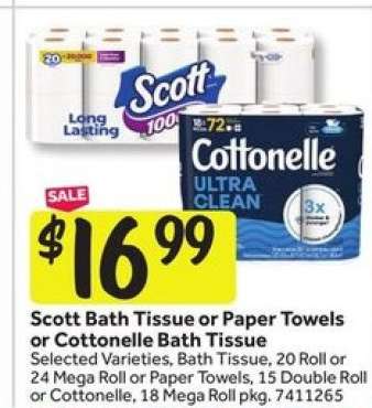 Scott Bath Tissue or Paper Towels or Cottonelle Bath Tissue