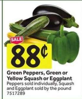 Green Peppers, Green or Yellow Squash or Eggplant
