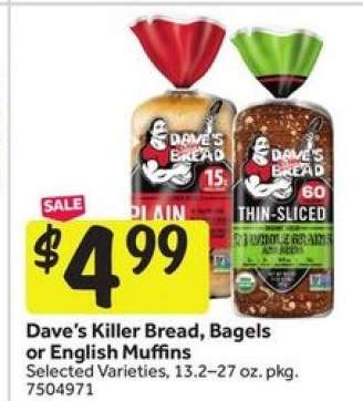 Dave's Killer Bread, Bagels, or English Muffins