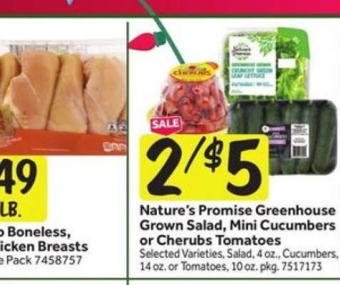 Nature’s Promise Greenhouse Grown Salad, Mini Cucumbers or Cherubs Tomatoes