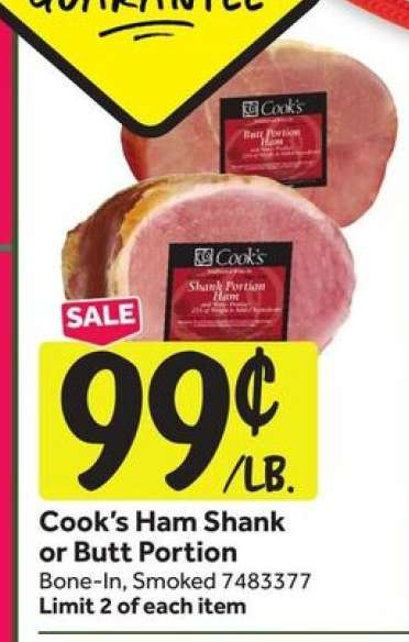 Cook's Ham Shank or Butt Portion