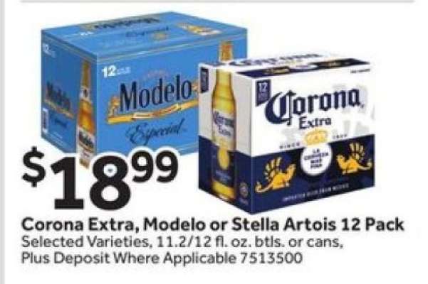 Corona Extra, Modelo or Stella Artois 12 Pack