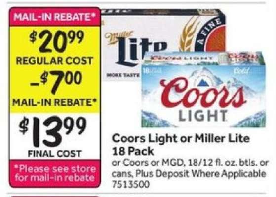 Coors Light or Miller Lite 18 Pack