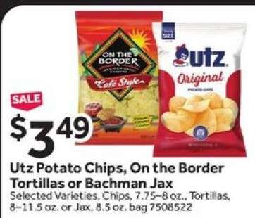 Utz Potato Chips, On the Border Tortillas or Bachman Jax
