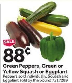 Green Peppers, Green or Yellow Squash or Eggplant