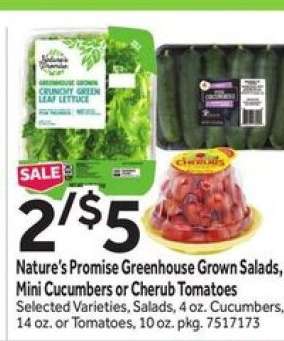 Nature's Promise Greenhouse Grown Salads, Mini Cucumbers or Cherub Tomatoes