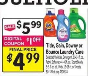 Tide, Gain, Downy or Bounce Laundry Care