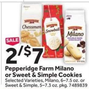Pepperidge Farm Milano or Sweet & Simple Cookies