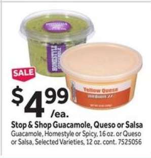 Stop & Shop Guacamole, Queso or Salsa