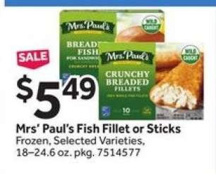 Mrs' Paul's Fish Fillet or Sticks